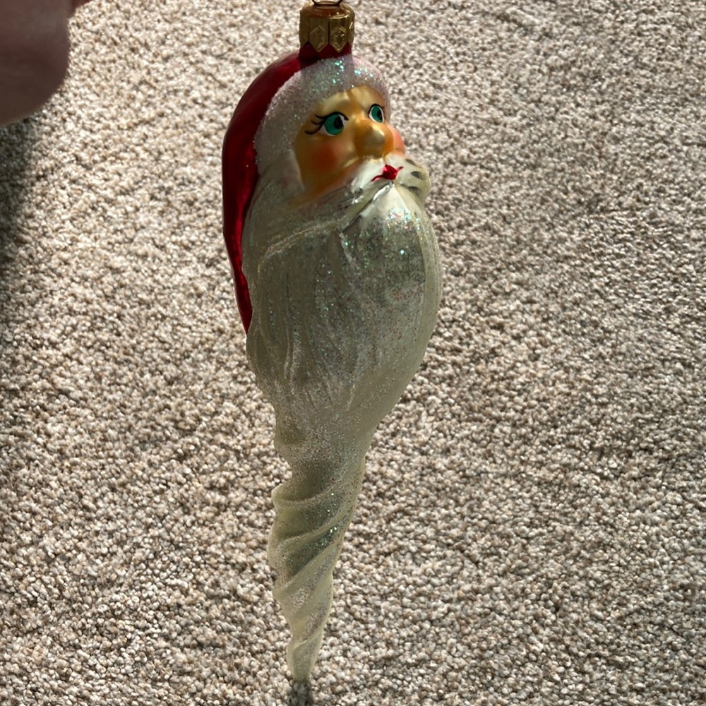 Vintage Christopher Radko Ornaments - Curly cue Santa